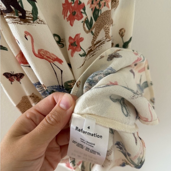 Reformation Cream Dress with Floral and Animal Patterns - Picture 5 of 6